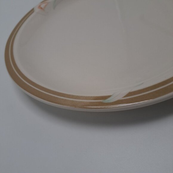 Syracuse China Calla Lily Oval Dinner Plate Cream & Brown Floral Design 14-C - Picture 8 of 10